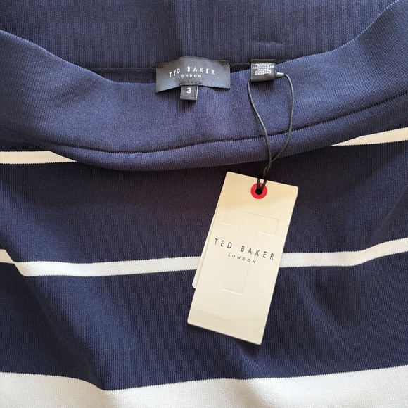 Ted Baker Emiliha Striped Midi Bodycon Knit Skirt, Navy/White, Size 3, NWT - Picture 8 of 14